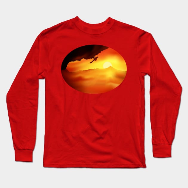 Sunset Climber Long Sleeve T-Shirt by psychoshadow